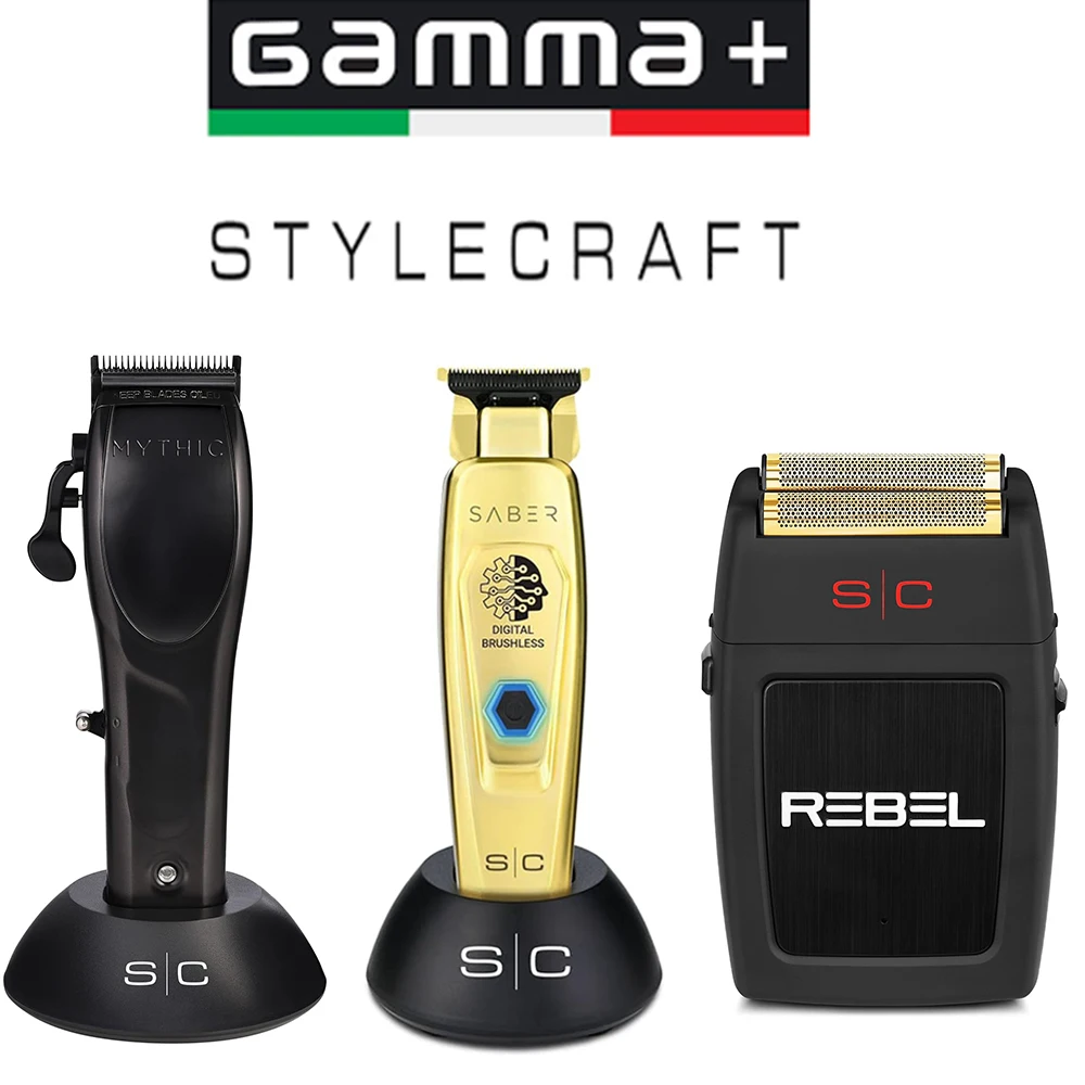 StyleCraft Rebel GAMMA+ Professional Barber Cordless Hair Clipper&Hair Trimmer&Foil Shaver For Barbers and Stylists