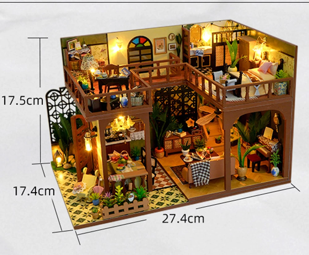 2025 neue Diy Mini Holz Puppenhaus Möbel Licht Kit Puppenhaus Casa Miniatur Zubehör Handgemachte Holz Spielzeug Geburtstag Geschenke