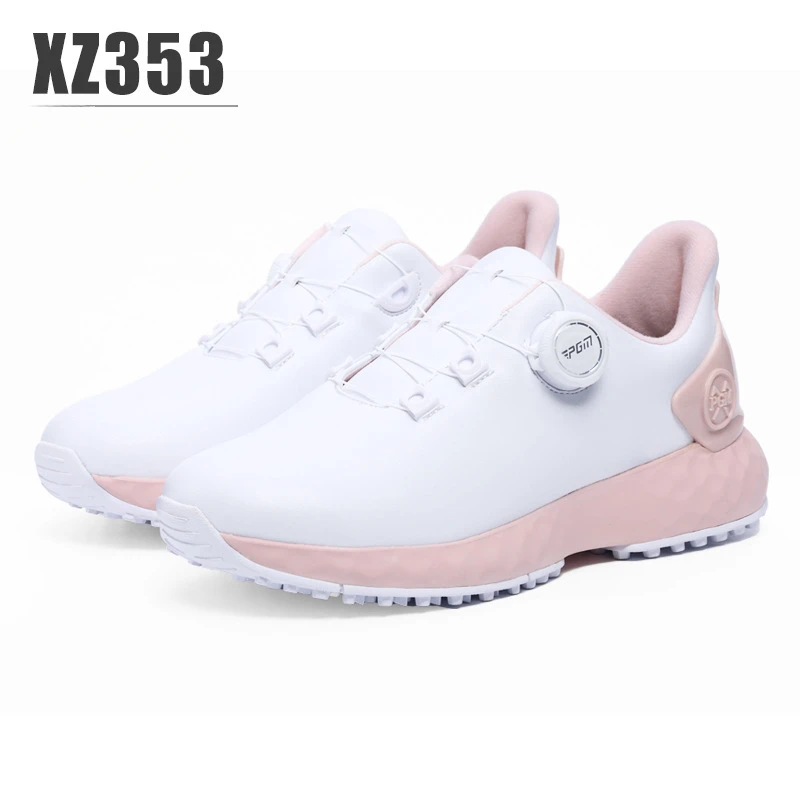 PGM Women\'s Waterproof Sports Shoes Anti Slip Knob Comfortable and Cushioned Nail Free Shoes Cherry Blossom Golf Shoes XZ353