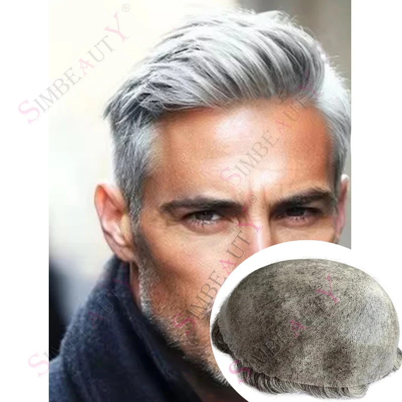 

Невидимый мужской парик (тупе) из натуральных человеческих волос, цвет 1b80/1b65 (черный/серый), толщина 0.1 мм, незаметная тонкая кожа, плотность 130%