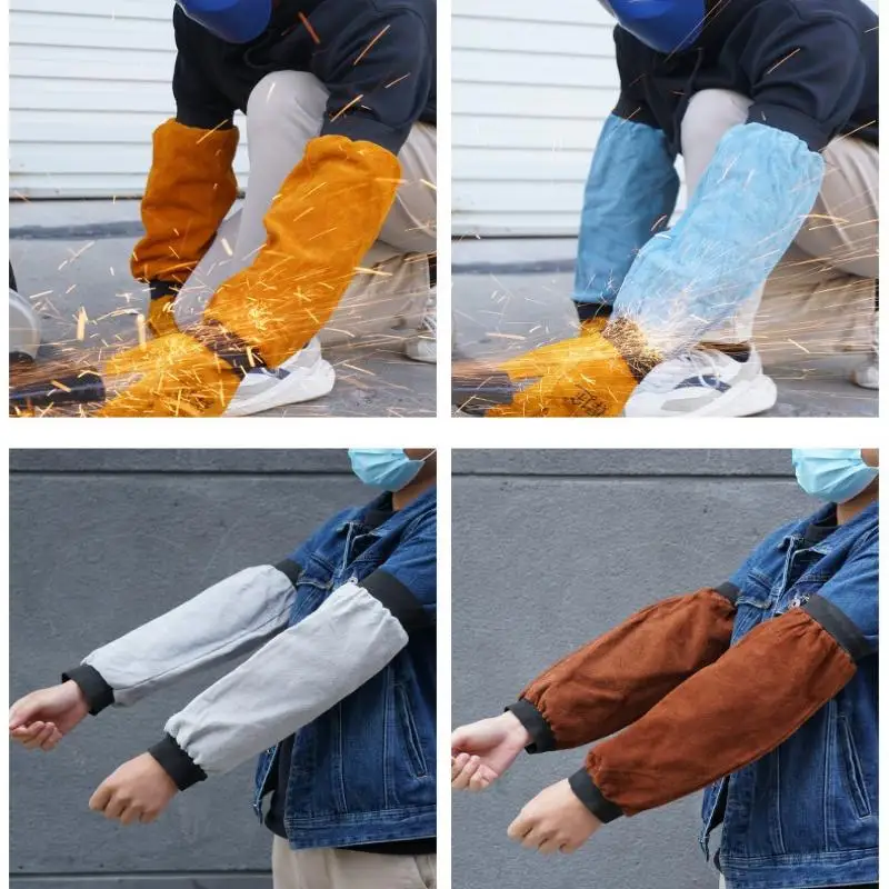 NEW 2PCS Portable Welding Arm Guard PU Leather Welding Sleeves Heat Resistant Flame Retardant Arm Protection For Industrial Work