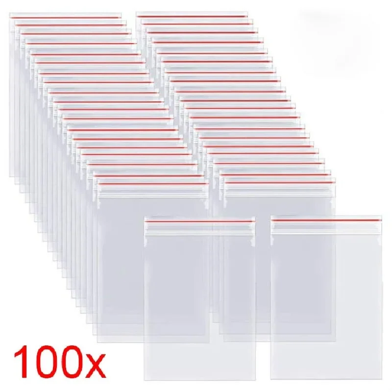 100/300 Pcs Mini Self Sealing Bag Resealable Vacuum Transparent Plastic Sealing Bags Clear Poly Kitchen Food Storage Organize