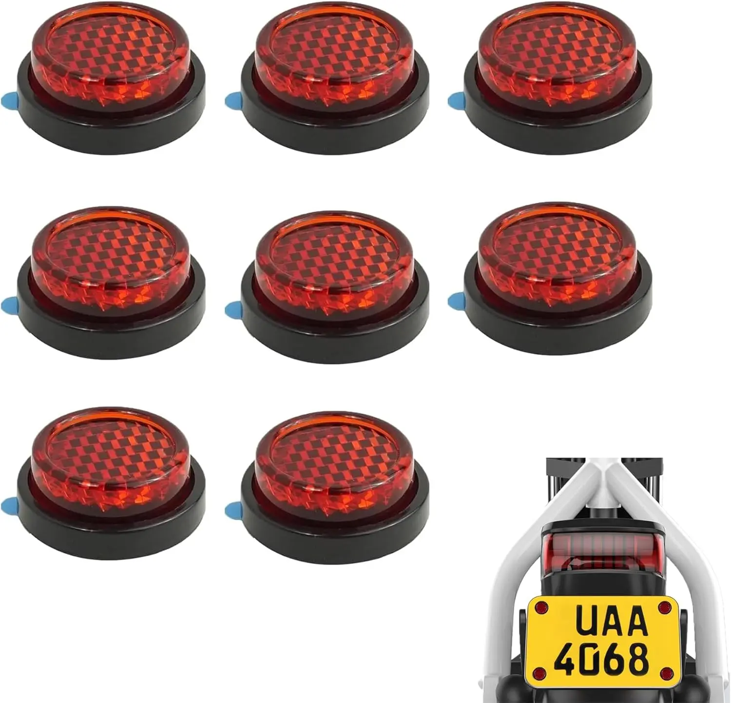 6PCS Motorcycle Reflector Self-Adhesive Red Vintage Circular Reflector For Bicycle Motorcycle Scooter Trailer Reflective Strip