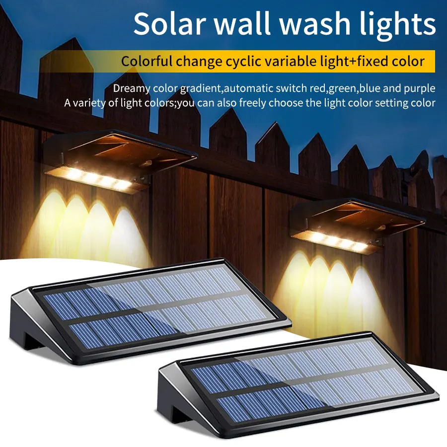 

Светодиодные солнечные фонари Наружные настенные светильники 2 шт. Настенный светильник Водонепроницаемый солнечный палубный светильник Садовый декор Солнечная лампа Забор Столб Yard Pathway