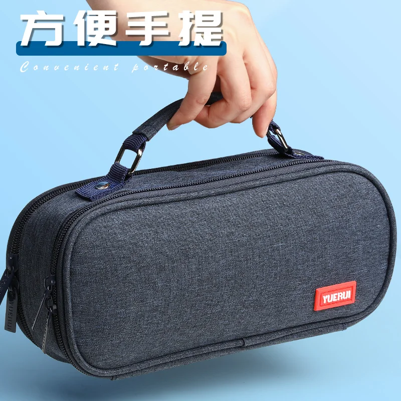 Large Capacity Case Boys, Multi-Layer Canvas Pencil Bag For Middle High School, Girls, Elementary School Students, Simple