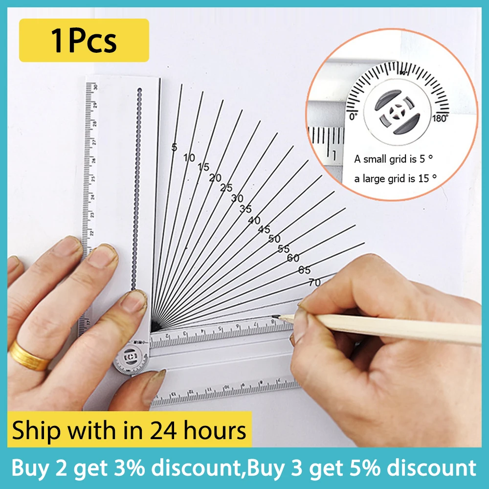 1Pcs Folding Geometric Drawing Ruler Mathematical Line Circular Drawing Geometry Template Angle School Office Measuring Drafting