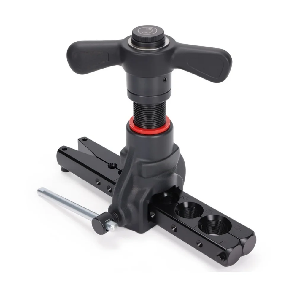 Flaring Tool Kit Designed with Eccentric Shaft Geometry and Ratchet Drive for Metric and For imperial Tube Use