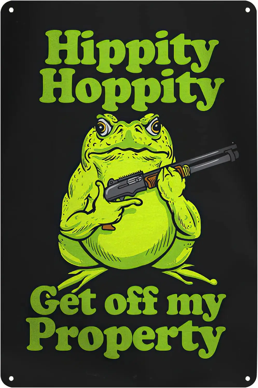 Funny Warning Metal Tin Signs - Hippity Hoppity Get Off My Property Frog Sign No Trespassing Poster Wall Art Decor Plaque f sign