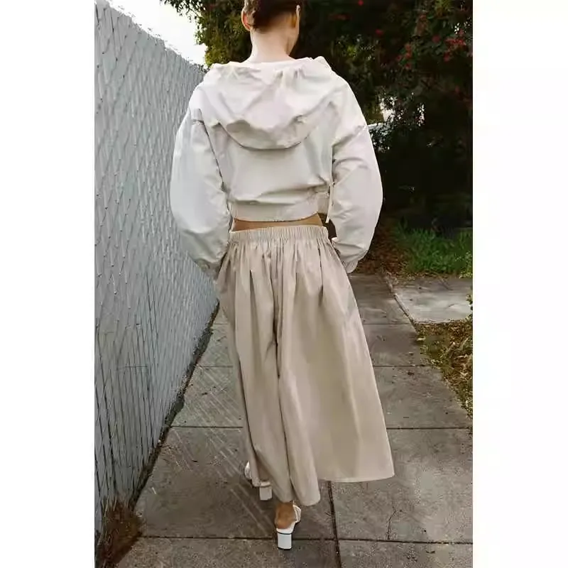 تنورة نسائية صيفية جديدة لعام 2024، فضفاضة وعصرية بخصر مطاطي، تنورة متوسطة الطول متعددة الاستخدامات للارتداء اليومي