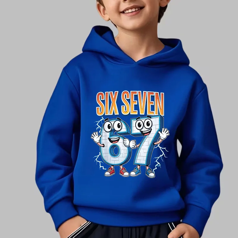 Jerséis divertidos de Meme para niños, sudaderas bonitas a la moda para niños y niñas, sudaderas con capucha Y2k con estampado de Six Seven 67 Brainrot, ropa para niños