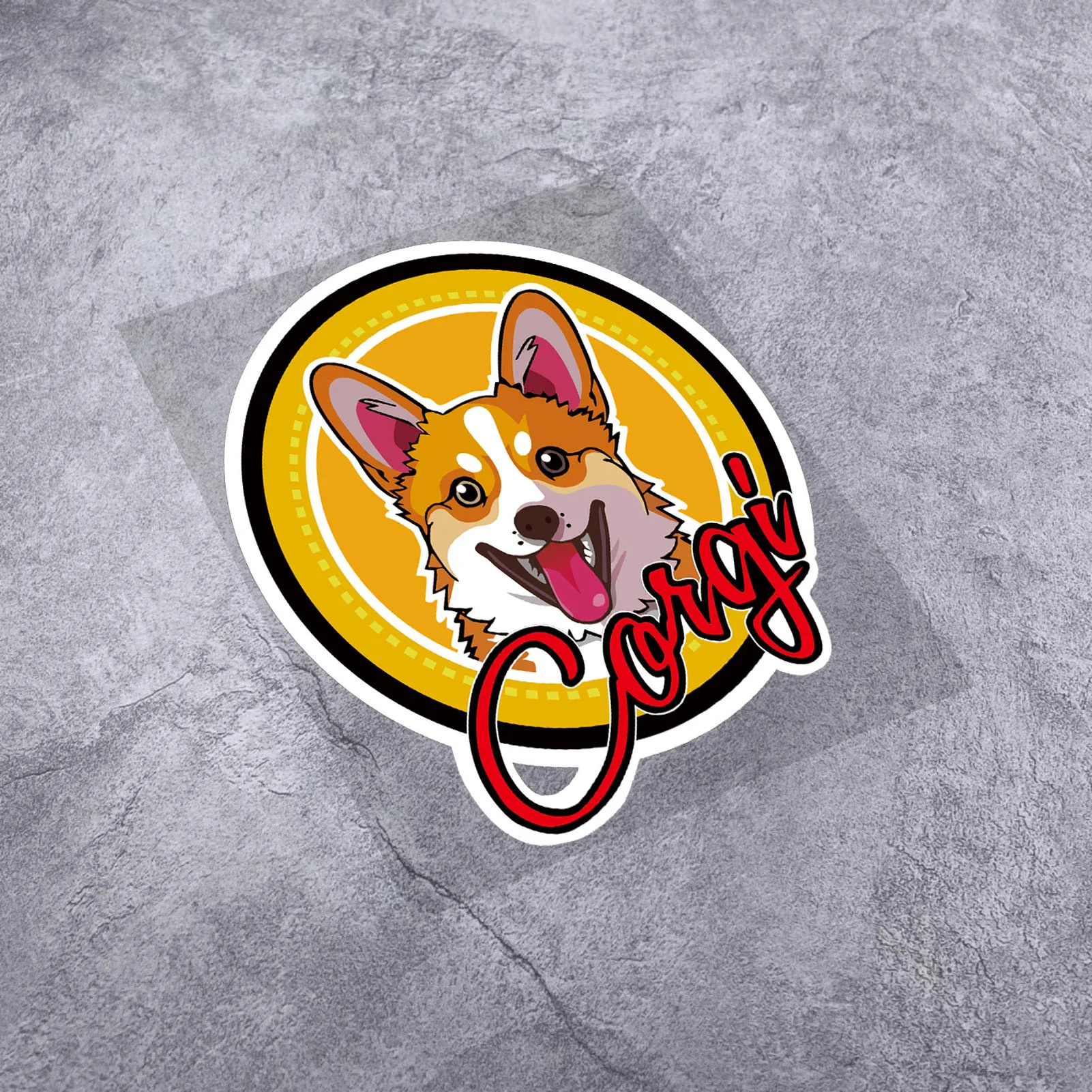 Dog Cute Corgi on Board Peeker Car Styling Tape Sticker Auto Triangle Electric Decoration Applique