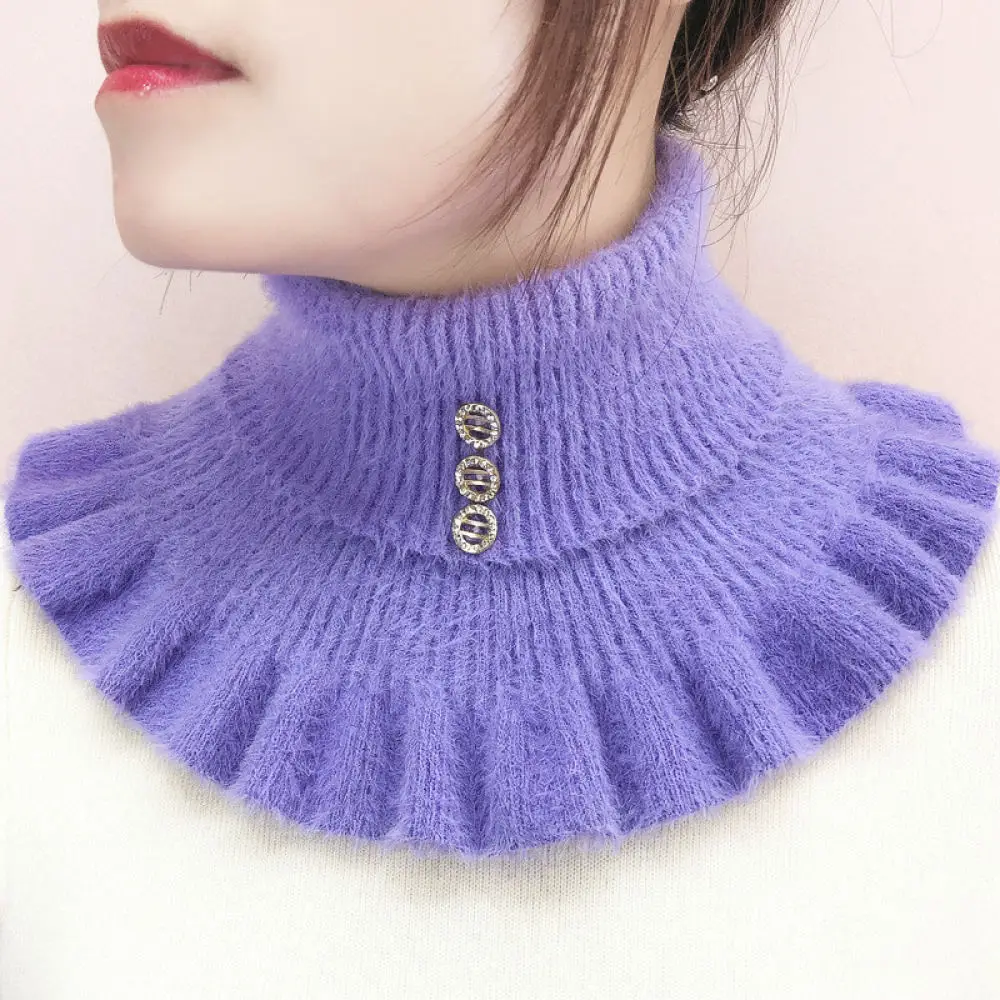 Cozy Faux Detachable Collar Women Winter Warm Knitted Scarf Neck Gaiter Fashion Layering Accessory For Sweater Coat Outwear