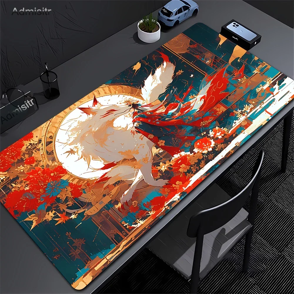 Art Mousepad Gaming Accessories Office Gamer Keyboard Cute Animal Desk Mat Non-Slip Laptop Mat HD Custom Large Pink Fox Mousepad