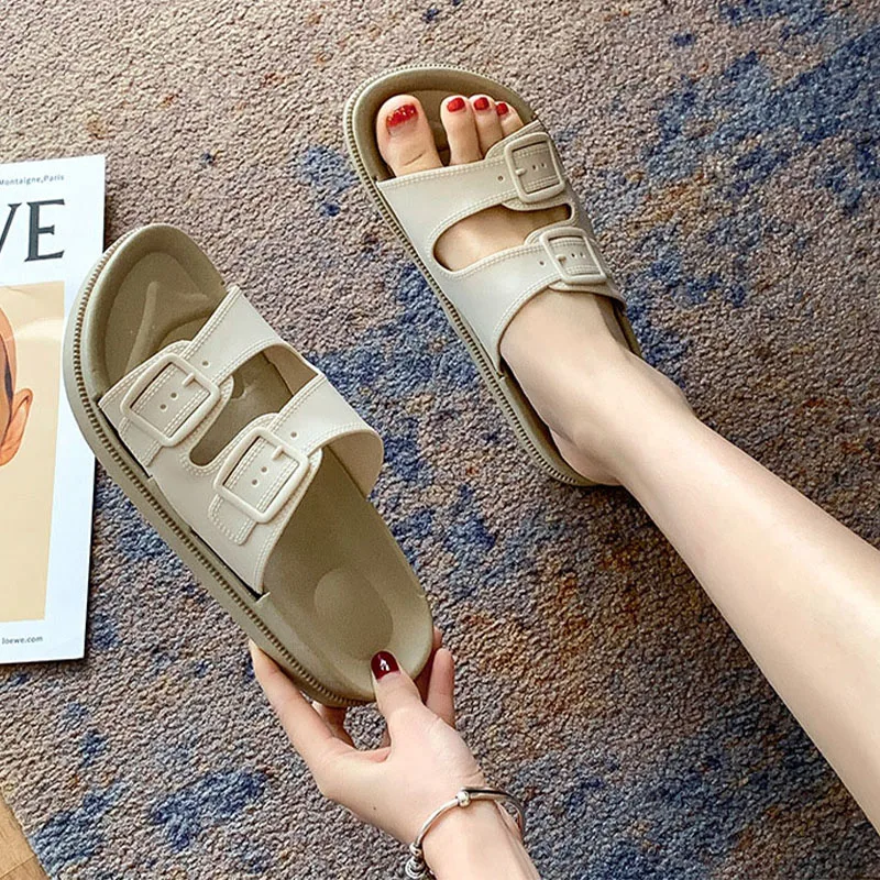 لينة وحيد النعال للنساء ، خارج الصنادل الشاطئ ، عدم الانزلاق الوجه يتخبط ، لطيف سميكة منصة سحابة النعال ، مشبك الموضة ، الصيف ، 2022 #5