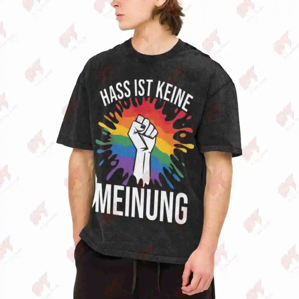 Gegen Rechts Statement Vintage Washed Tee Pure Cotton T-Shirt