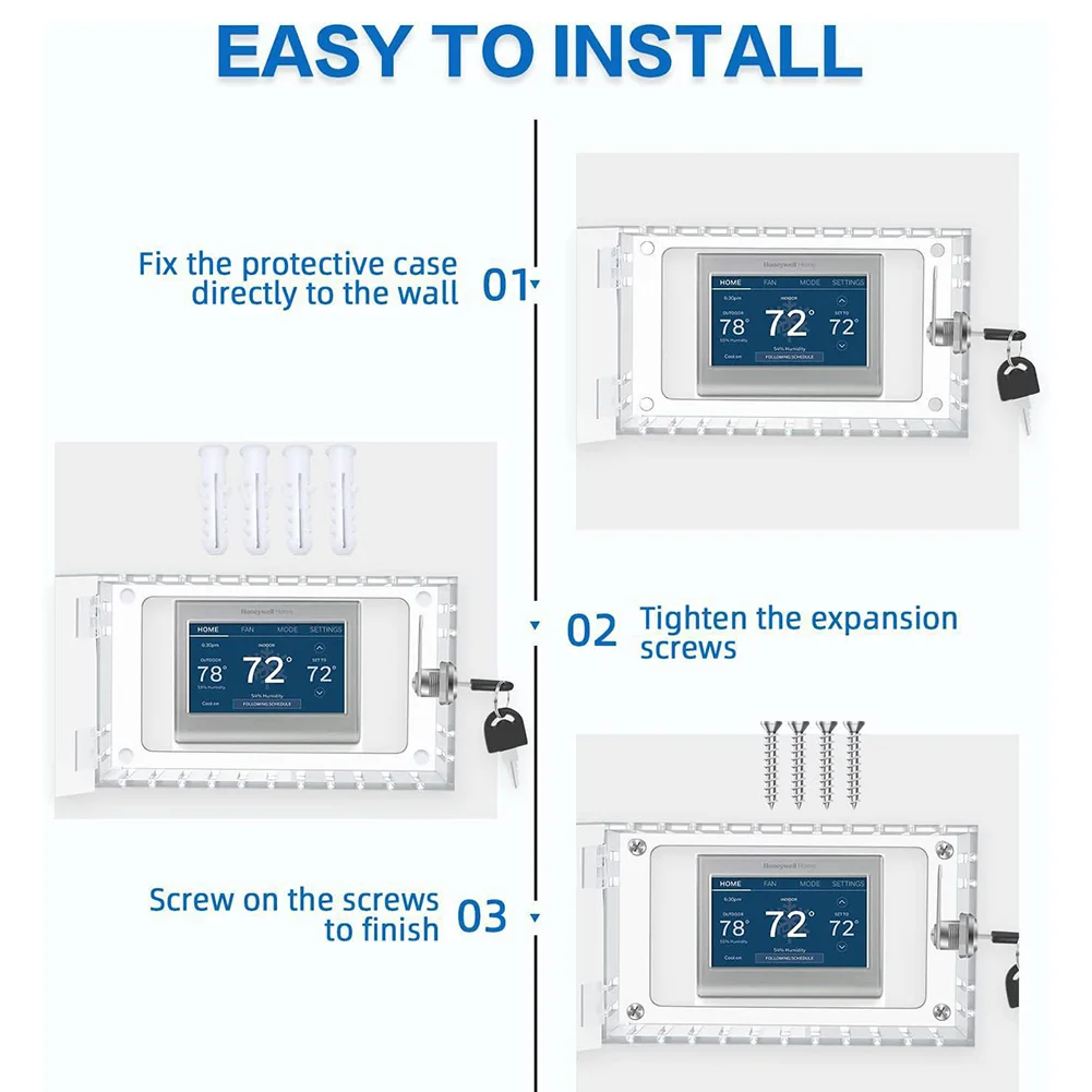

Thermostat Lock Box with Key Large Thermostat Lock Box Cover Acrylic AC Lock Box Cover Thermostat Case for Thermostat on Wall