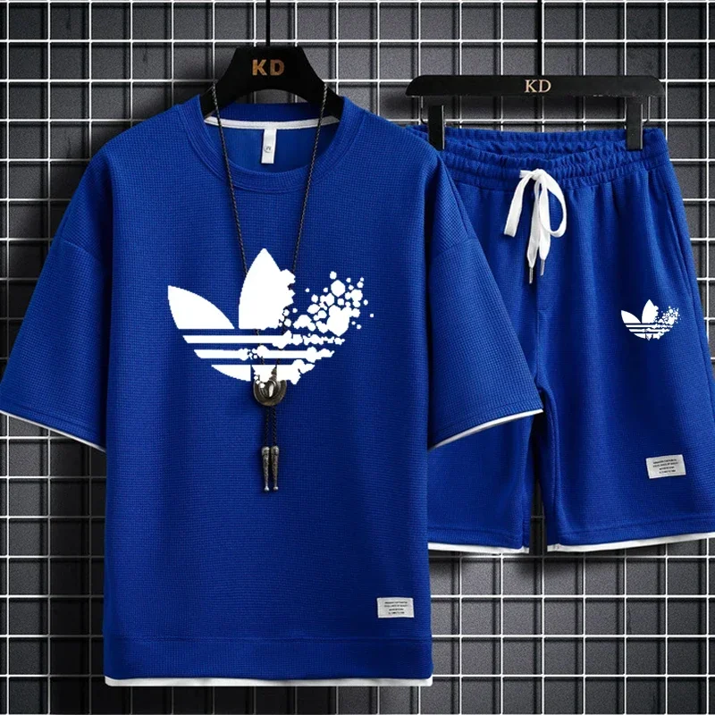 

Summer 2026 New Men's short-sleeved round-neck T-shirt and Shorts two-piece fashionable and casual men's short-sleeved suit