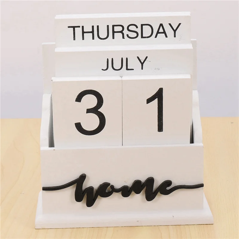 EDT-2X деревянный раскладушка настольный блок календарь постоянный деревянный настольный календарь неделя месяц дисплей даты украшение для домашнего офиса