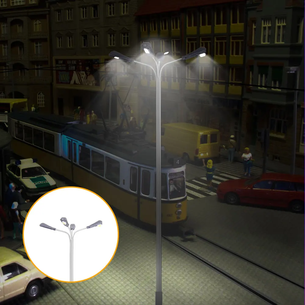 2pcs Miniature 3V Led Railway Train Lamp 1:100 1:75 Diy Model Making Metal Street Light Architecture Building Layout for Diorama