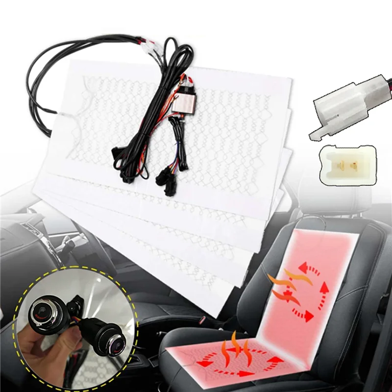 車用ユニバーサルカーボンファイバー加熱シートパッド,ヒーター,6レベルラウンドスイッチ,12V,冬用