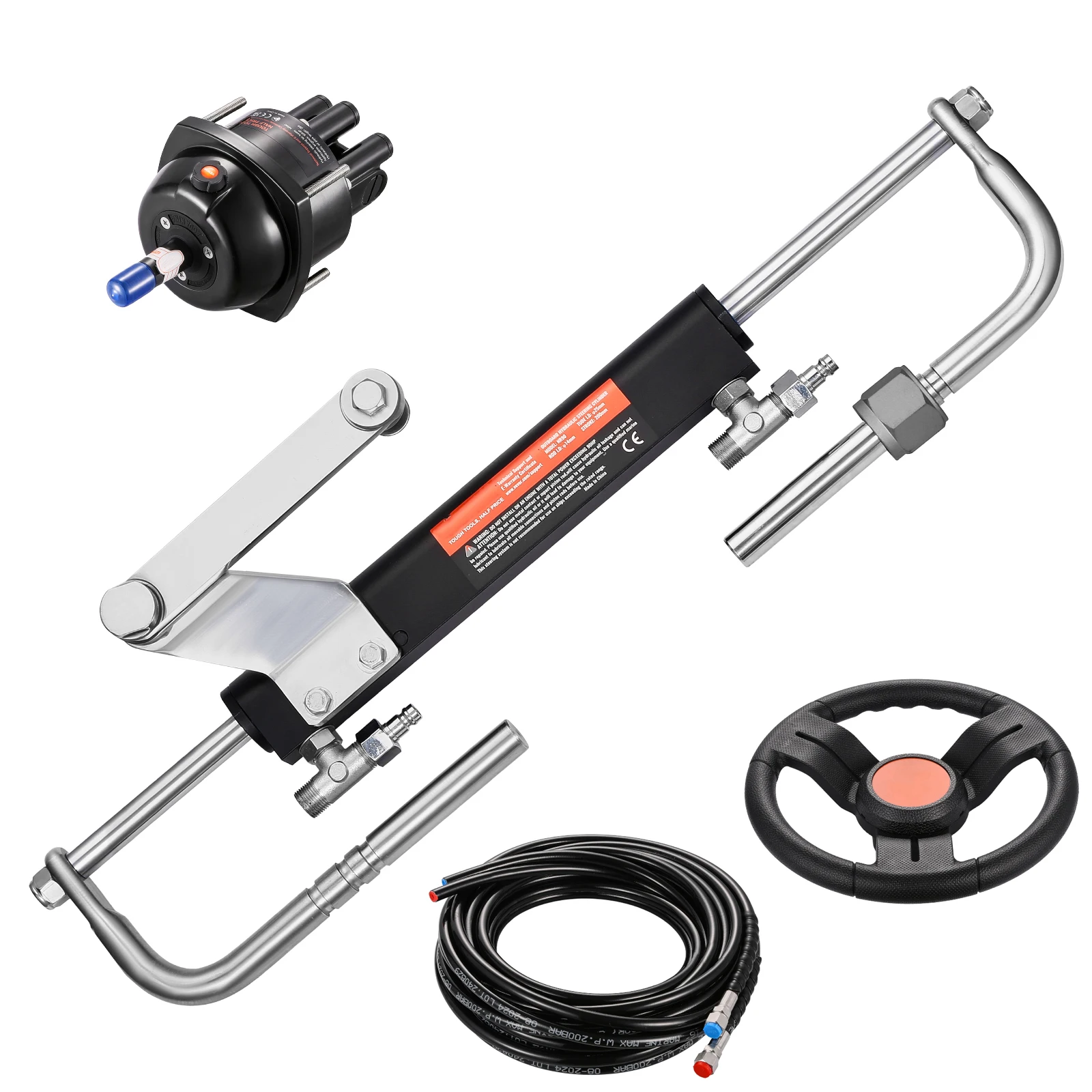 

SucceBuy 90/150HP Hydraulic Outboard Steering Kit Marine Boat Hydraulic Steering System with Helm Pump for Single-Engine Boats