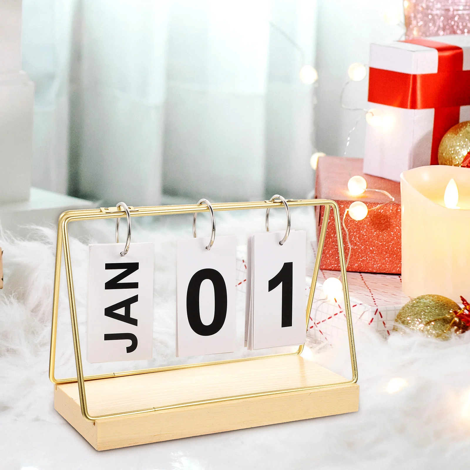 

Decorative Wood Block Calendar Modern Style Countdown Desk Adornment Compact Size Practical for Home Office Table