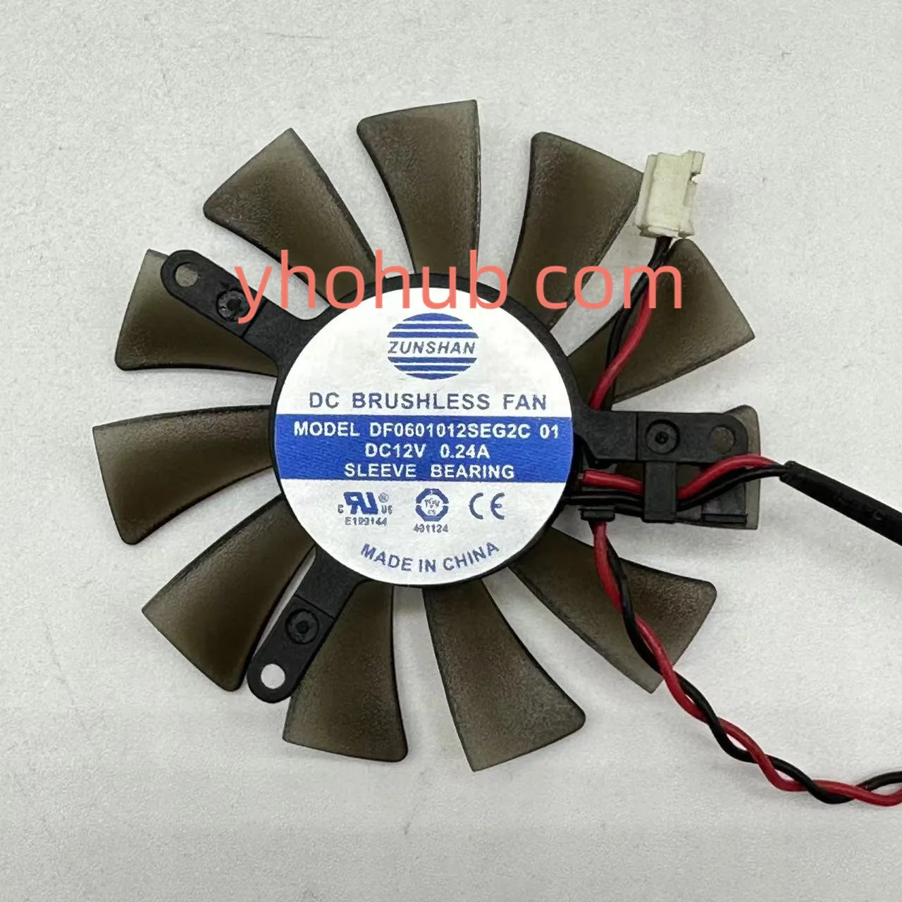 ZUNSHAN DF0601012SEG2C 01 DC 12V 0.24A 2-Wire Server Cooling Fan