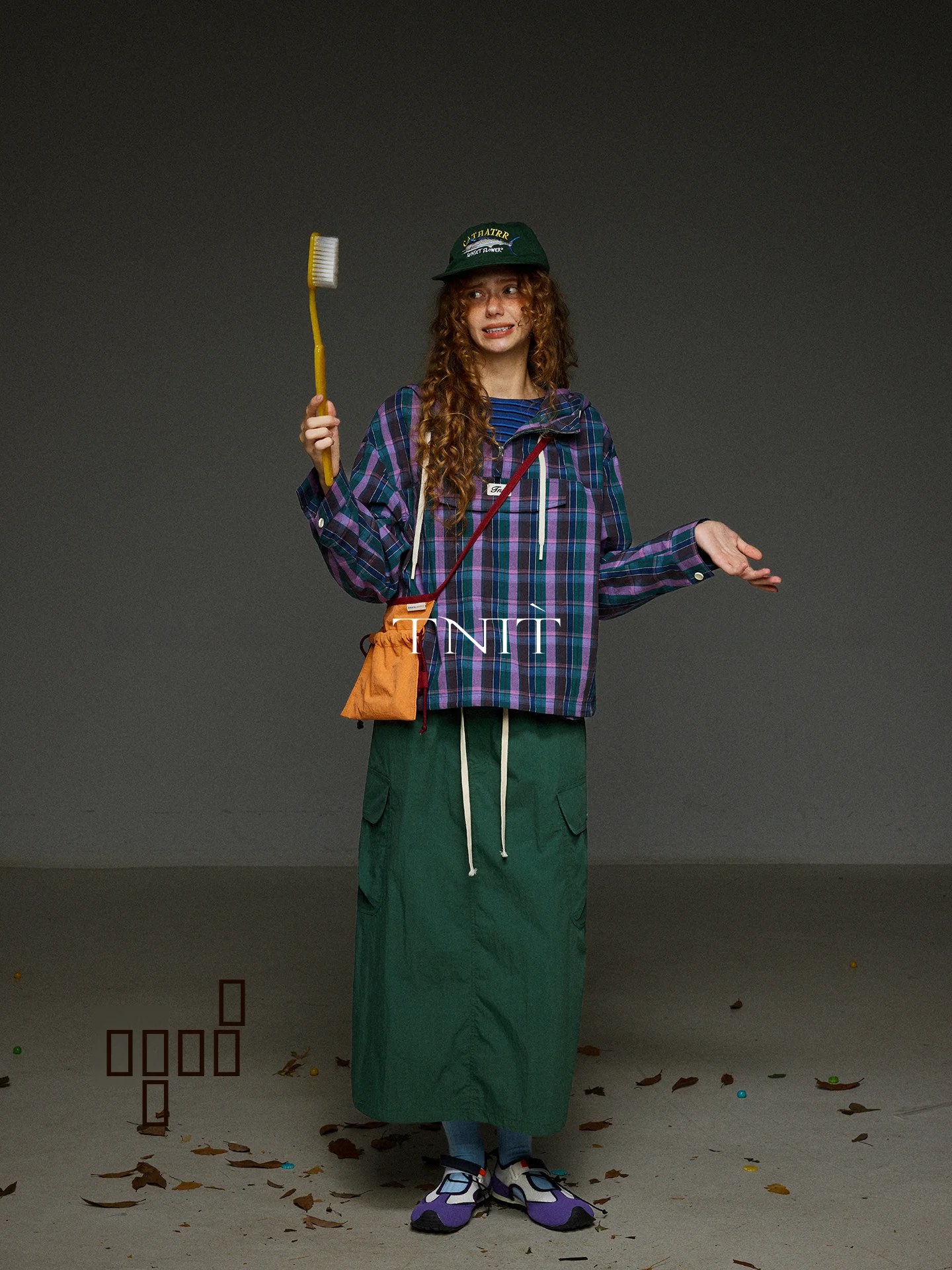 

TNIT Retro Hooded Plaid Long Sve irt Women's Casual Loose All-Match irt Jaet for Commuting Autumn Season