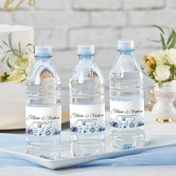 Personalized 30pcs Floral Wedding Water Bottle Labels Custom Name Date Baby Bridal Shower Party Greenery Water Bottle Sticker