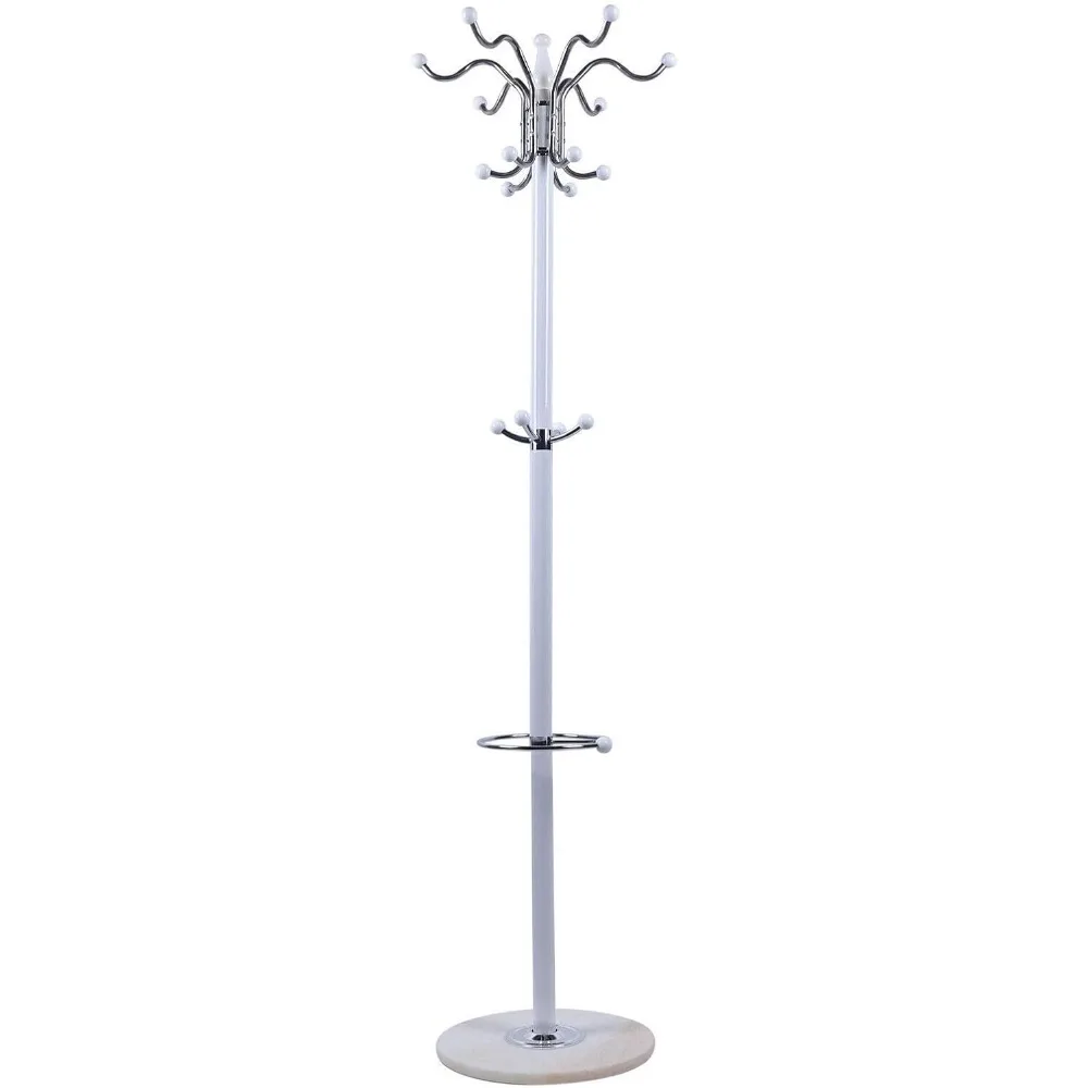 Coat Rack Freestanding with Marble Base Entry-way Coat Racks Stand Metal Coat Hat Jacket Stand Tree Holder Hanger Rack