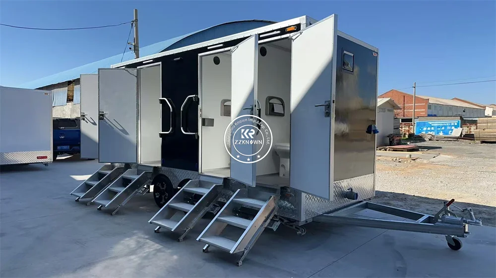 Portable Shower Trailer With Sinks Prefab Bathroom Unit For Outside Luxury Camping Restroom Toilet Trailer