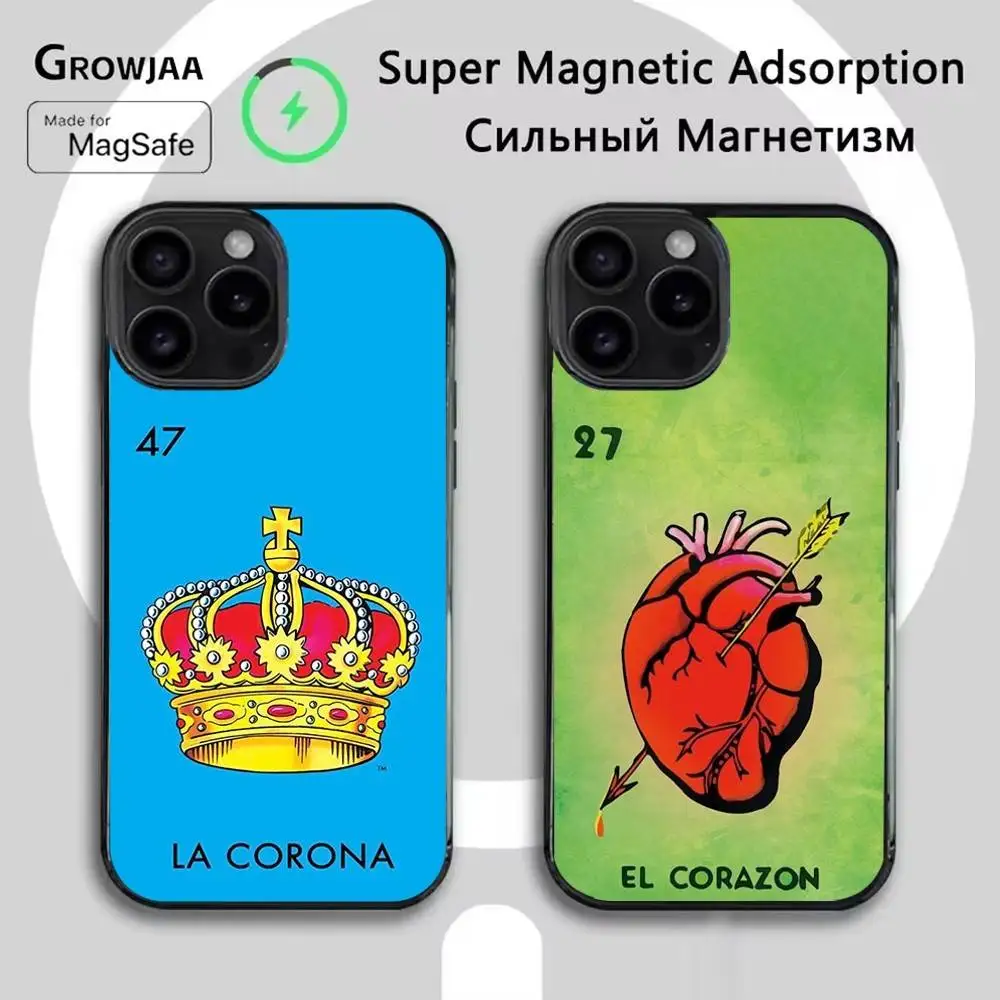 

Mexican Bingo Loteria Phone Case For iPhone 16e,16,15,14,13,12,11,Plus,Pro,Max,Mini Magsafe Magnetic Wireless Charging