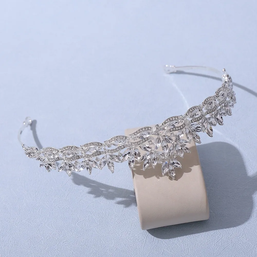 헤어 후프 크리스탈 크라운 헤드웨어 헤어밴드 헤어 액세서리 신부 공주 왕관 반짝이는 럭셔리 라인스톤 디아뎀
