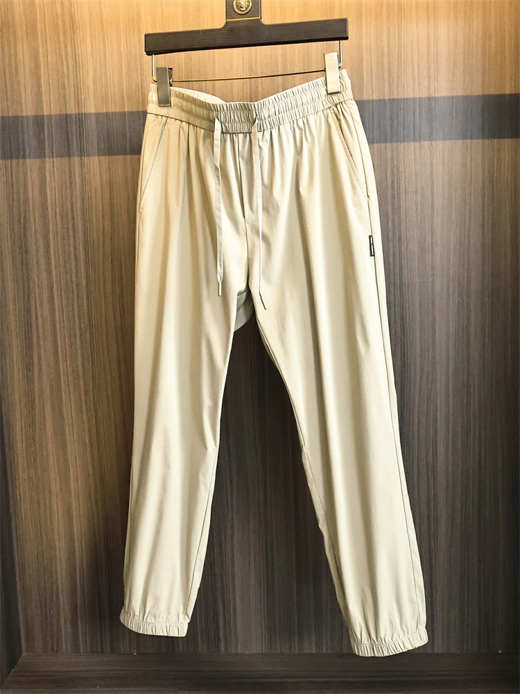 

Qui Dry High Elastici Men's Casual Sports Pants Faionable Urban Sle Straight Leg Long Trousers for Spring Summer