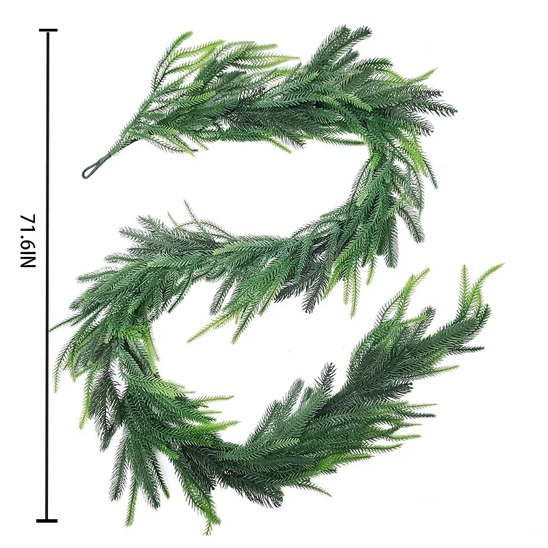 

6&9 feet dense Christmas Norfolk pine artificial green leaf wreath Christmas holiday fireplace table home decor