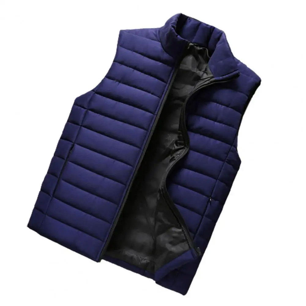 

Men Waistcoat Light Down Vest Coat Sleeveless Stand Collar Men Waistcoat Thicken Warm Zipper Closure Winter Vest Men Clothes