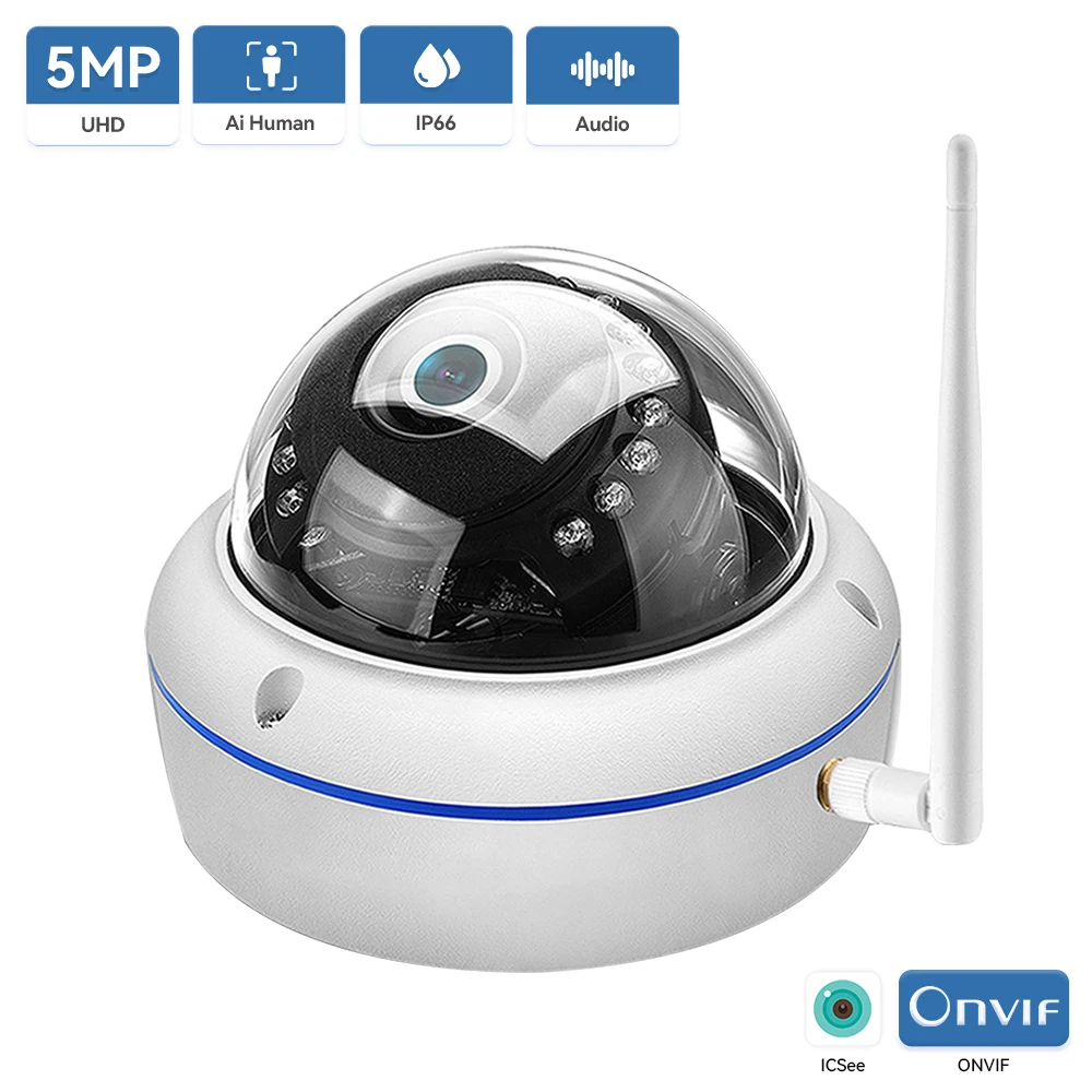 5MP Wifi Camera HD 2MP Wired Wireless IP Camera Vandal-proof IP65 Waterproof Outdoor Camera Audio Record RTSP Xmeye Cloud iCSee
