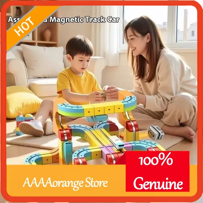 Magnetische Track Auto Bausteine Set Montessori Pädagogisches Spielzeug Motorisierte Zug mit Schwerkraft Labyrinth Herausforderung 3D STEM Kreative