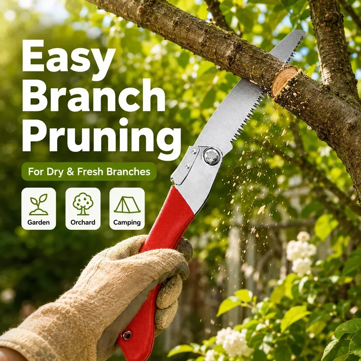 Folding Pruning Saw 210mm SK5 Steel Hand Saw with 3D Teeth Portable Garden Tree Branch Wood Cutting Tool for Camping Gardening