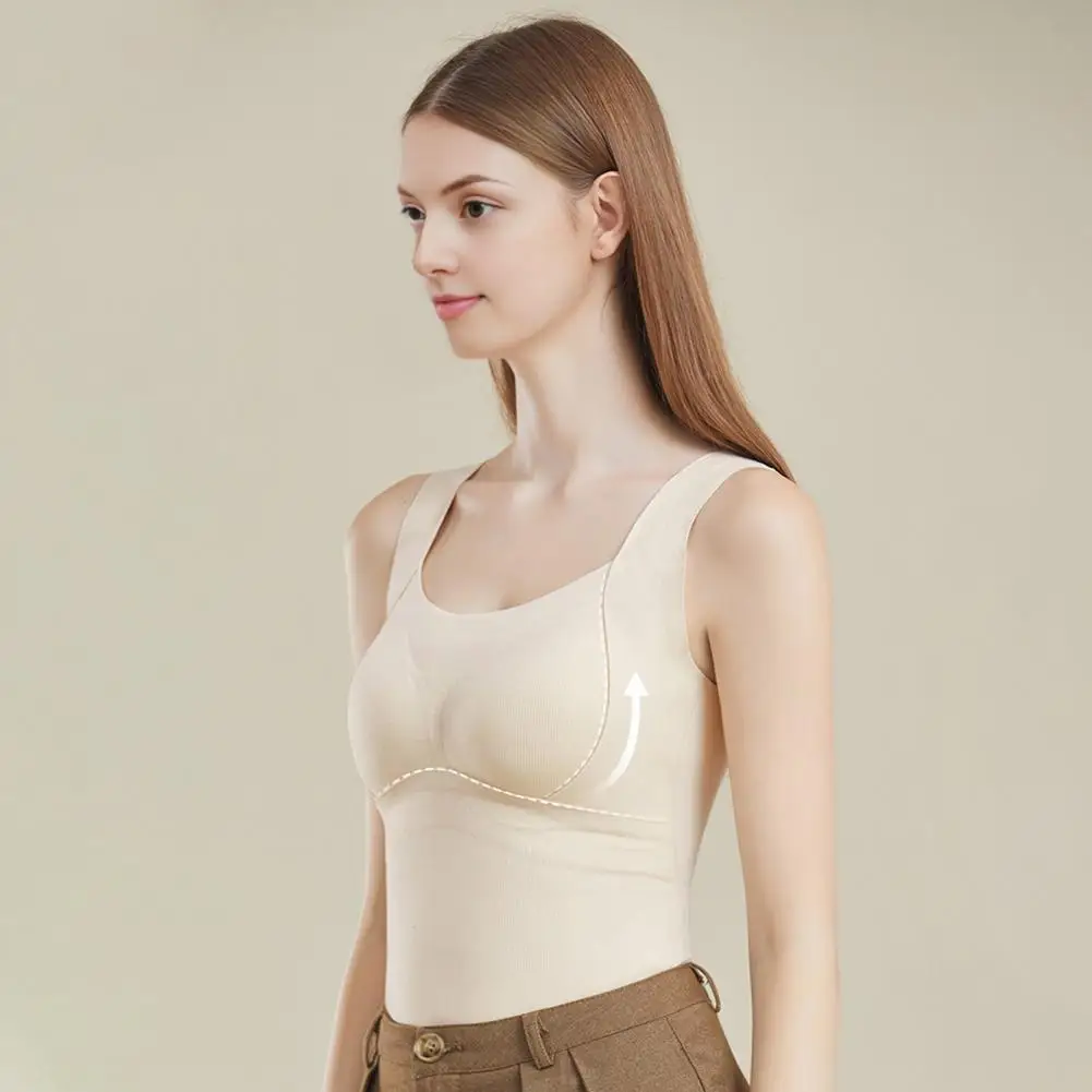 Women Thermal Tank Top Built-in Bra Fleece Lined Warm Base Layer Tunic Camisole Undershirt Thermal Underwear VestWinter Clothing