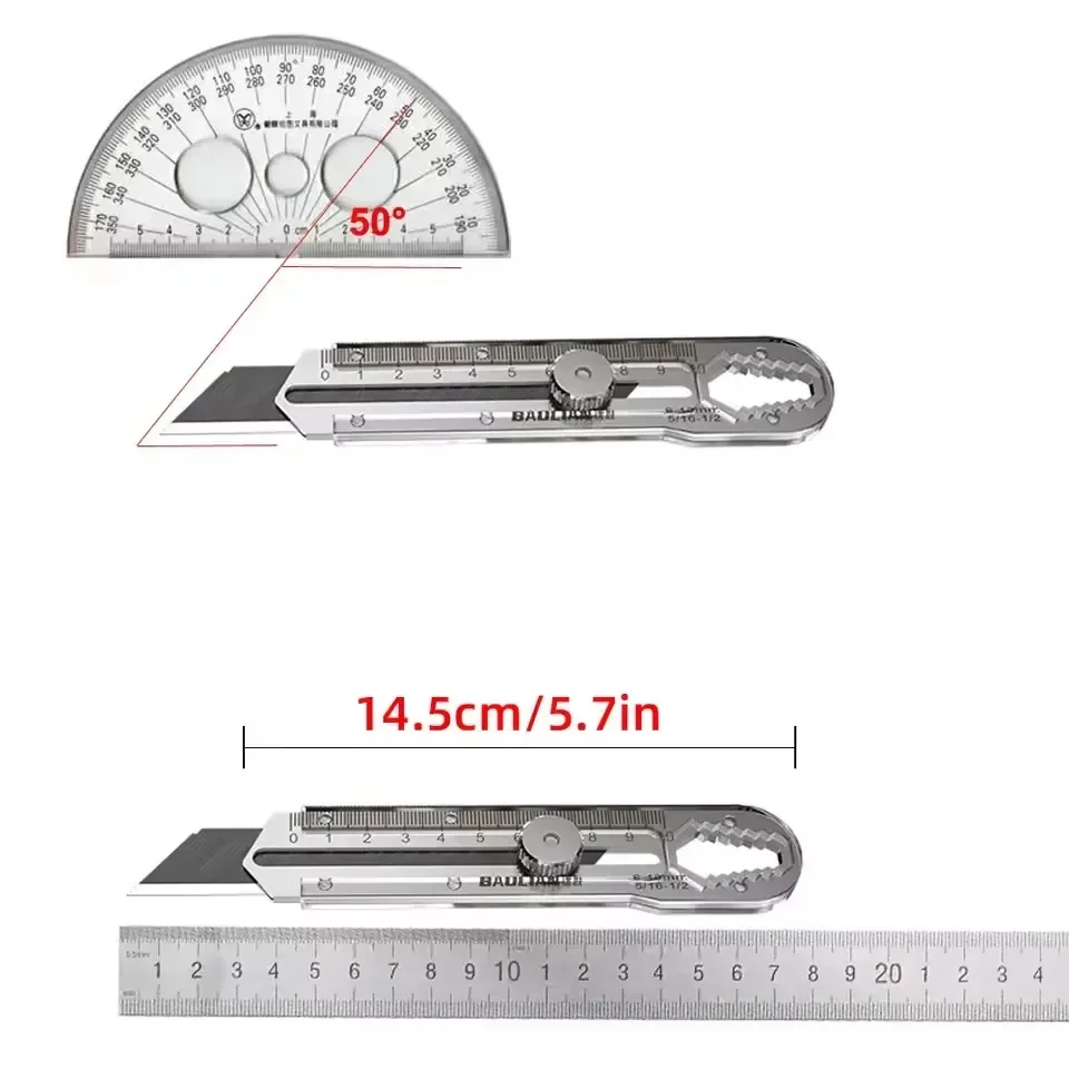 8-in-1 Multi-purpose Utility Knife Box Cutter Stainless Steel Retractable Heavy Duty Waterproof with Snap-off Blades
