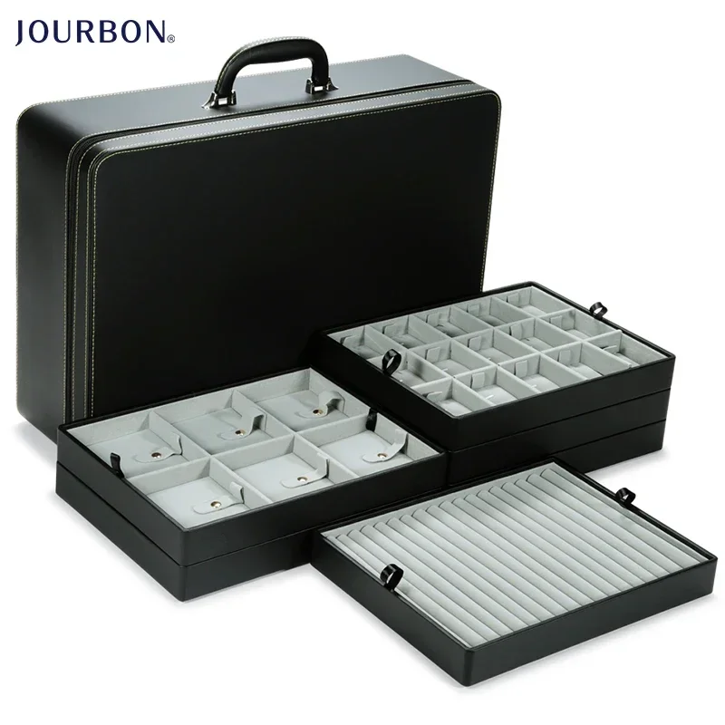 Jourbon high quality portable Large capacity Waterproof Jewelry storage box Makeup Case Cosmetics Organizer Jewelry Box