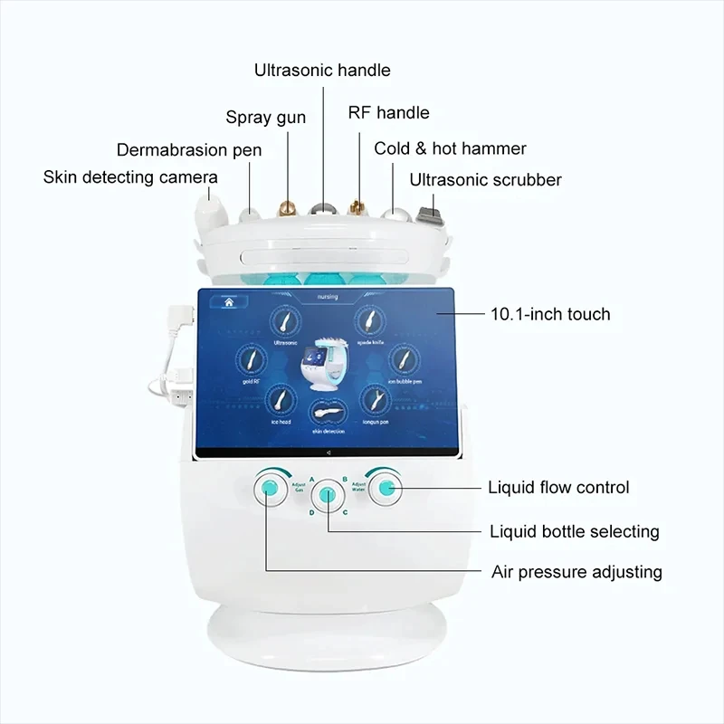 7-In-1 Intelligent Ice Blue Hydrotherapy Machine 10MP Skin Analyzer RF Oxygen Production And Skin Changing Equipment