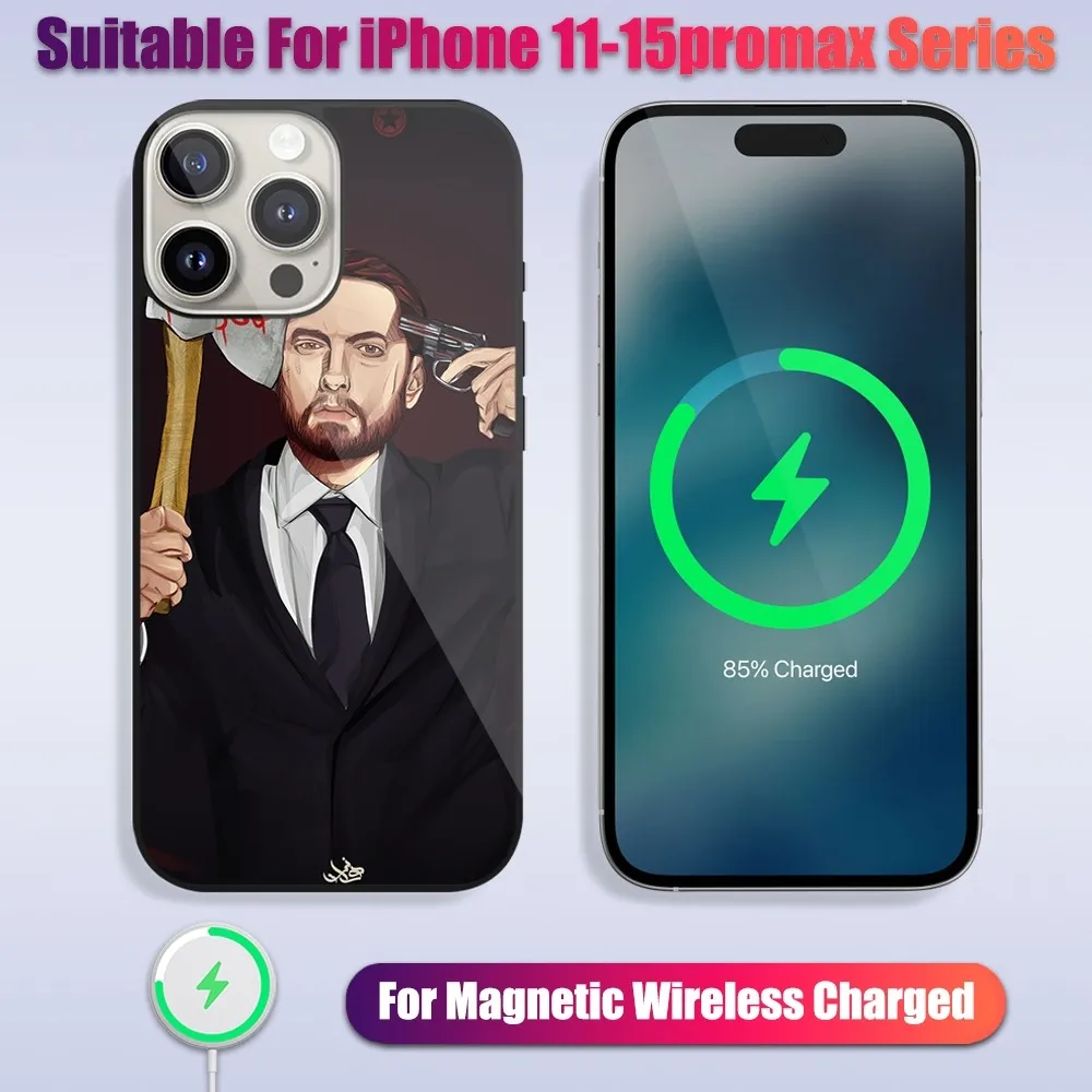 Rapper Eminem The Death of Slim Shady Phone Case For iPhone 13 14 15 11 12 Pro Max Plus Glass Charging Magsafe Magnetic Cover