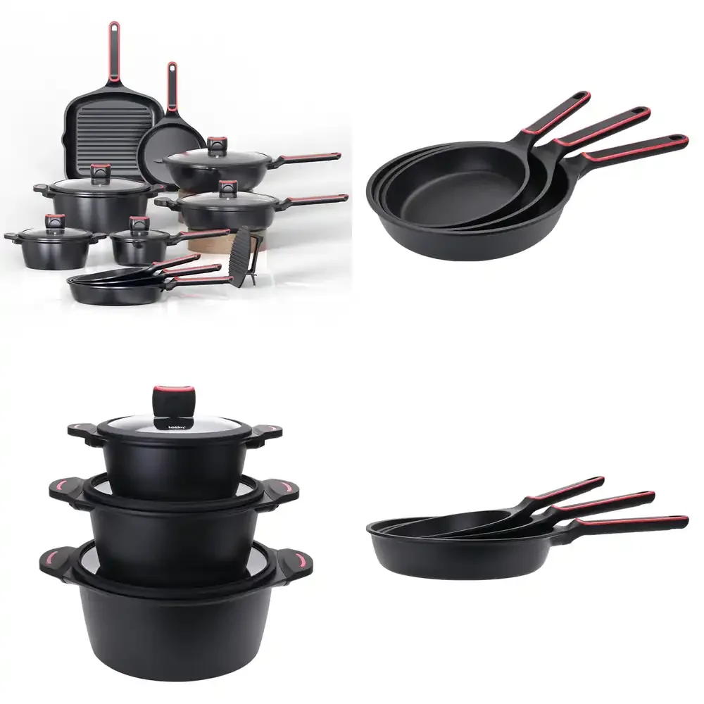 15pcs Classic Black High Quality Home Kitchen Nonstick Pots and Pans Non-stick Cookware Sets,PFOA FREE
