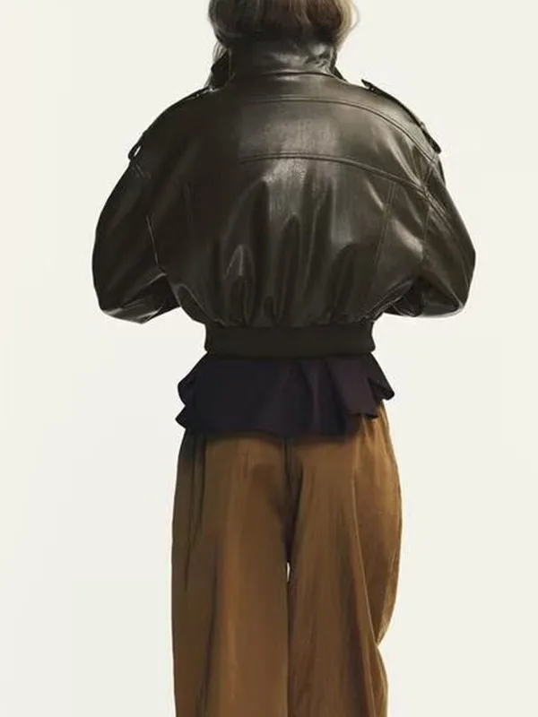 Ele Versatile Lungo Sve Colletto alla coreana Or Capispalla Autunno 2025 Cappotto da donna in pelle Faion come Jaet