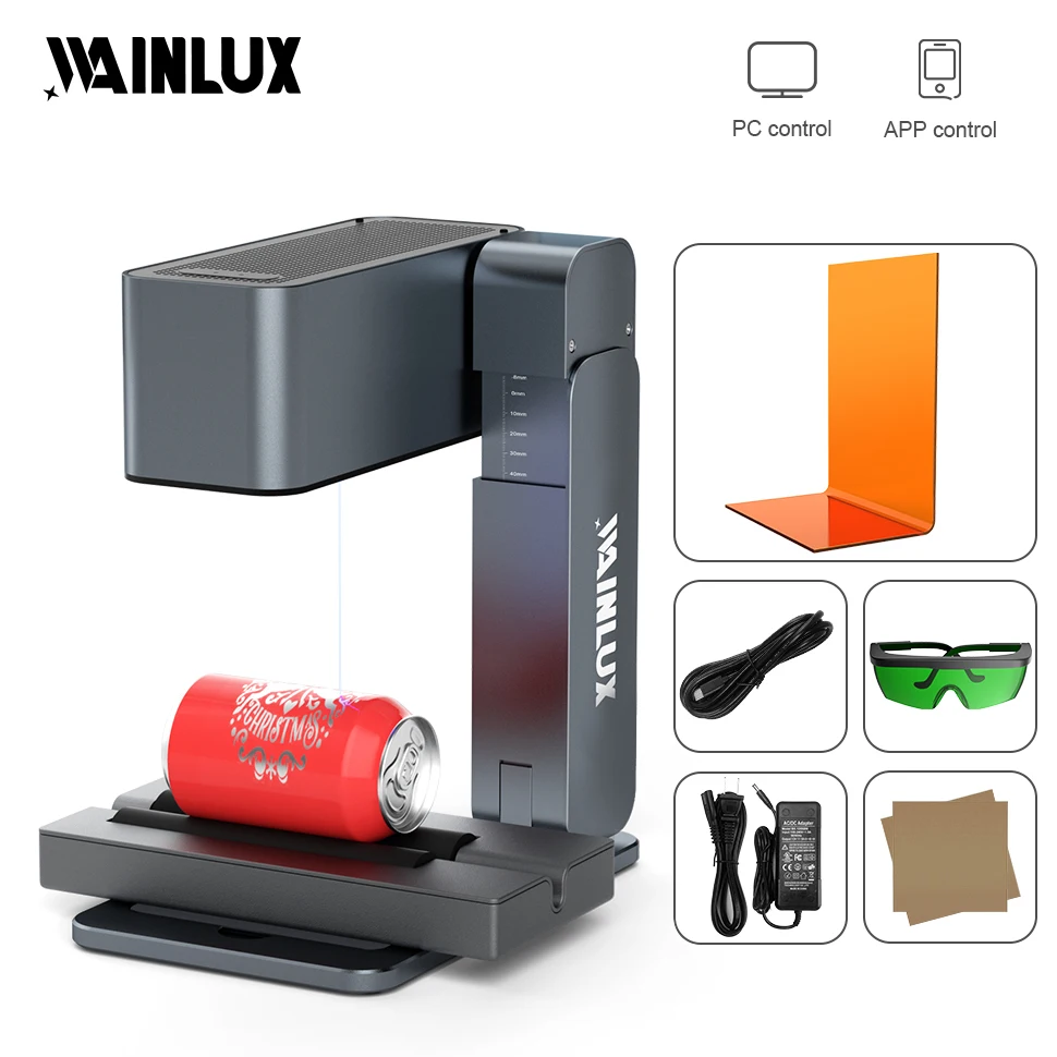 WAINLUX Z3 Laser Engraver Foldable Mini Laser Engraving Machine 600mm/s Fast Carving Auto-Focus for Wood/ Acrylic/ Coated Metal