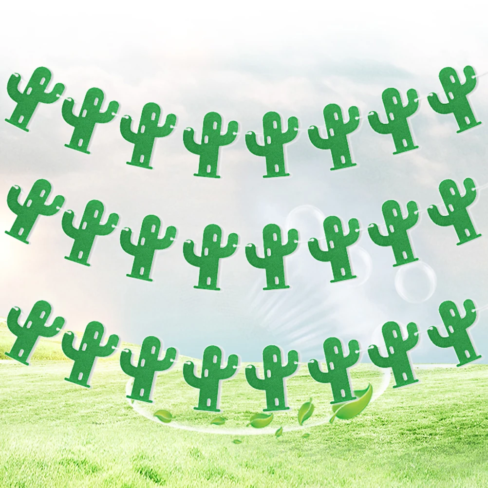 

3 set Cactus Patterned Mexican Carnival Party Bunting Hanging Banner Decorative Flag for Birthday Celebration Festive Decoration