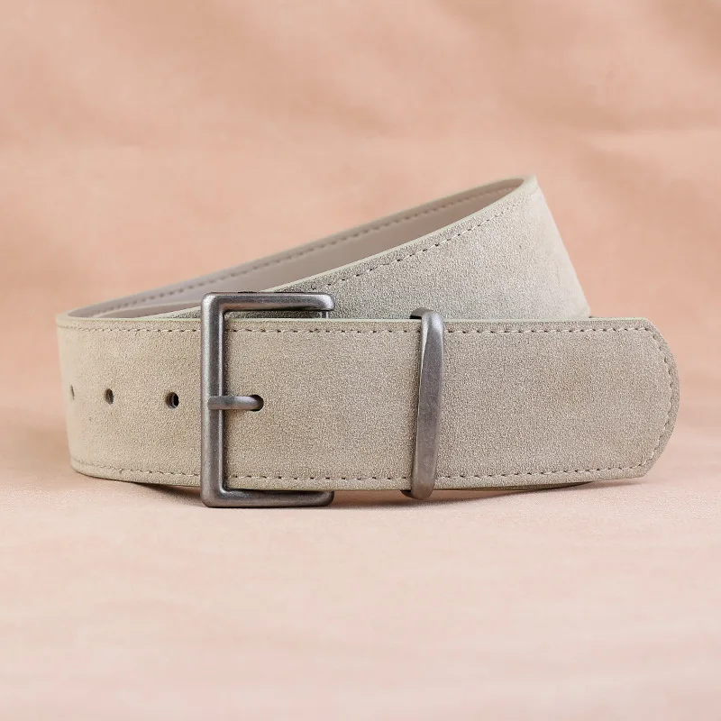 New Women's Matte Suede Leather Belt, Versatile Fashion Genuine Leather Wide Belt for Jeans