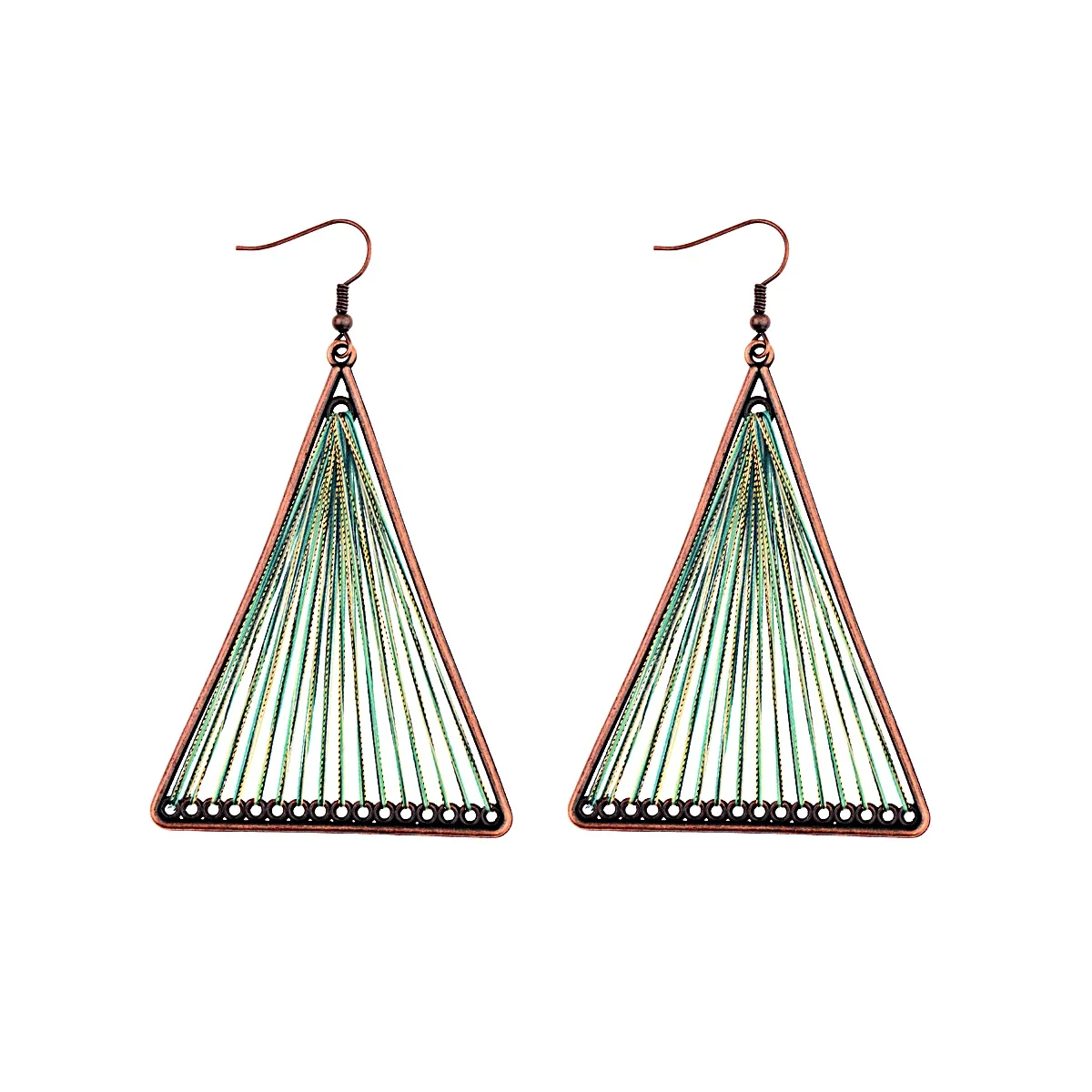 Boho Multi-Style Handmade Thread Wrapped Earring for Women Fashion Rope Wrap Round Triangle Dangle Earrings Female Jewelry Gift image 3